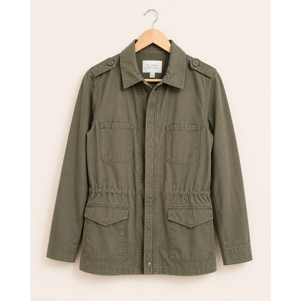 Hinge Designed in Seattle XS Olive Green Utility Field Jacket Military Style